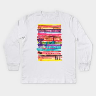 Watercolor Irregular Lines Kids Long Sleeve T-Shirt